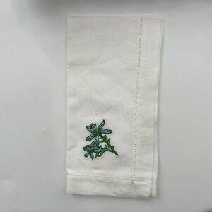 SARO Lifestyle White Cotton Napkin Table Linen Floral Embroidery 20"x20" Square